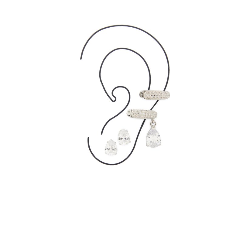 EARRINGS - SILVER/CLEAR MULTI