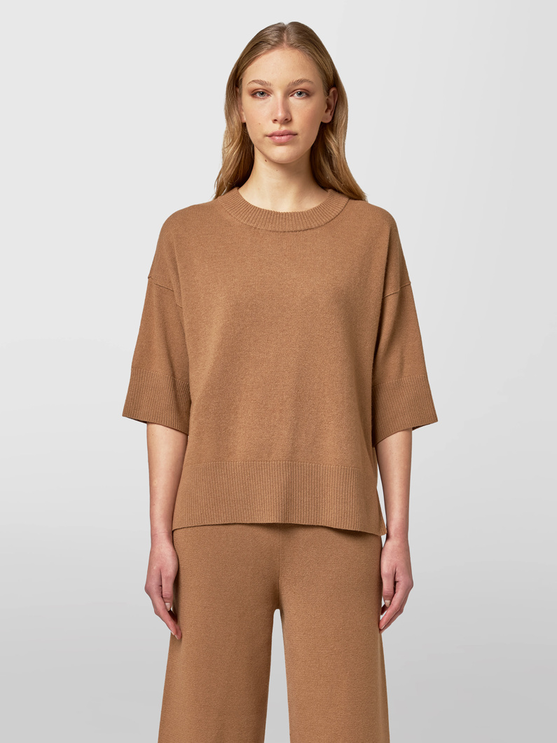 CREW NECK HALF SLEEVE - HAZELNUT
