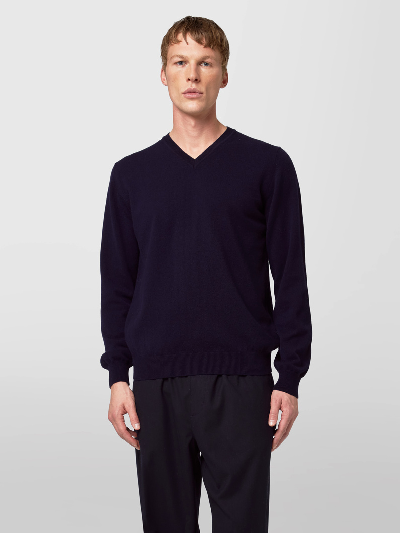 V NECK LONG SLEEVE - DARK BLUE