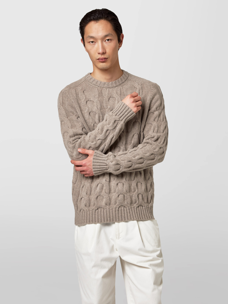 CREW NECK - GREIGE