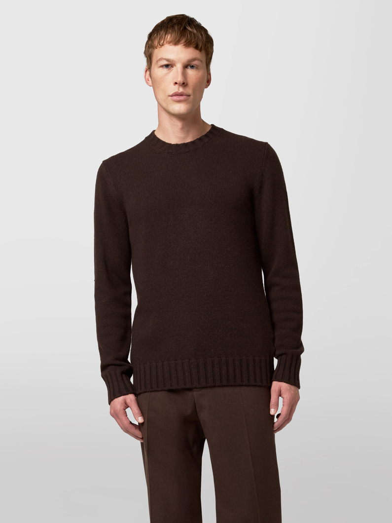 CREW NECK - DARK BROWN