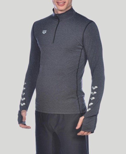 T-SHIRT LONG SLEEVE - BLACK MELANGE
