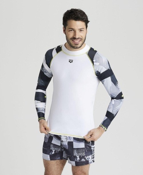 T-SHIRT LONG SLEEVE - WHITE-GREY MULTI