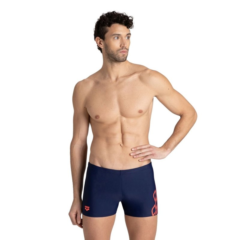 SHORTS - NAVY-FLUO RED