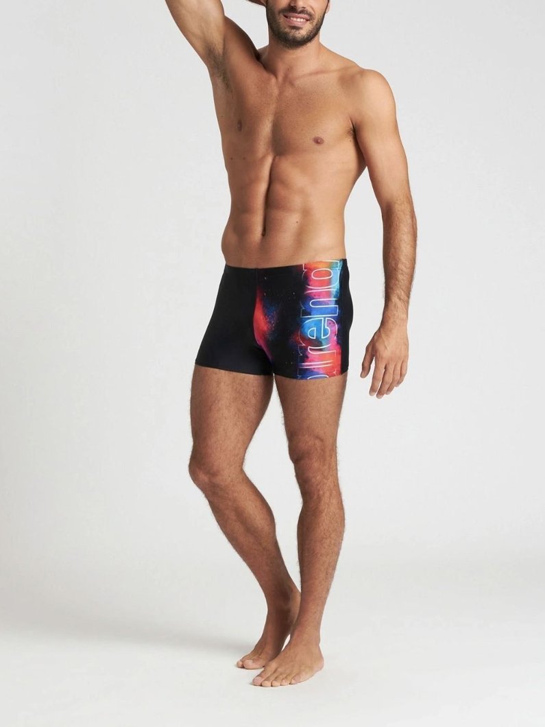 SWIM BOXER - BLACK-MULTI