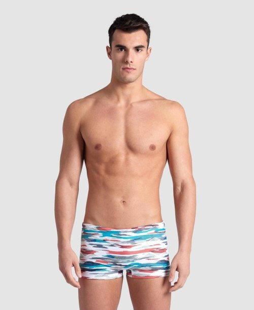 SWIM BOXER - WHITE TURQUOISE MULTI