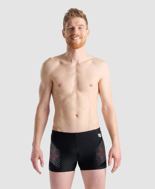SWIM BOXER - BLACK-RED-WHITE