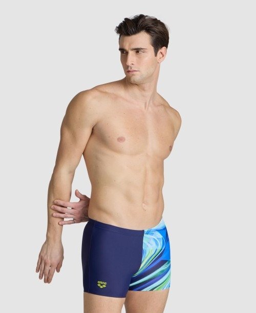 SHORTS - NAVY-NEON BLUE MULTI