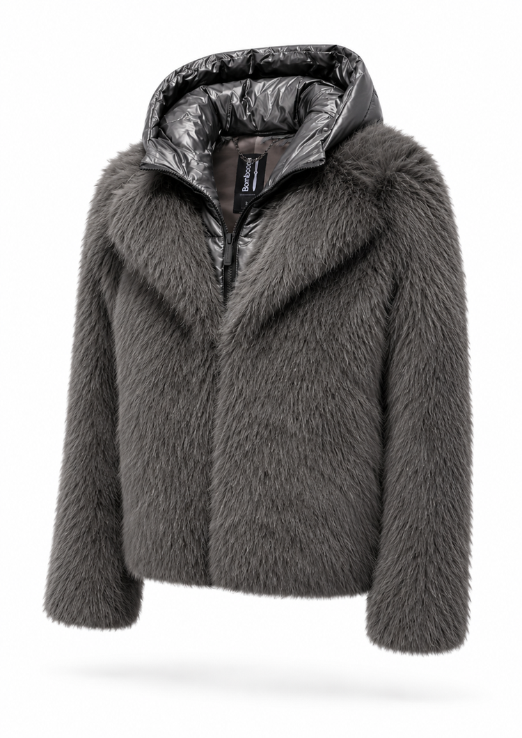 FUR COAT - GREY FOG