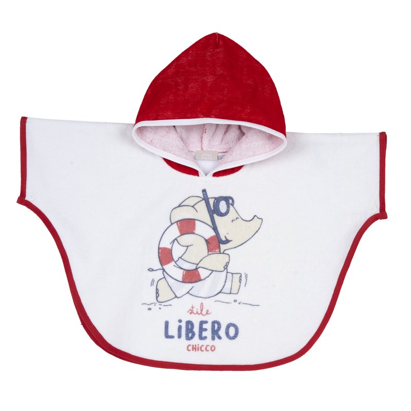 BEACH TOWEL - WHITE/RED/GREY