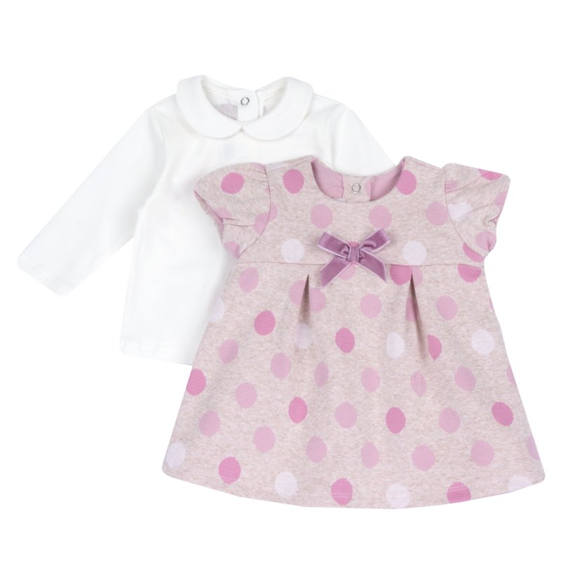 SET 2: T-SHIRT LONG SLEEVE + DRESS - MEDIUM NATURAL
