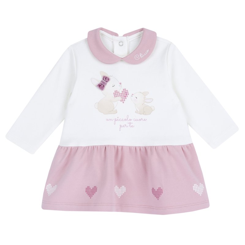 DRESS LONG SLEEVE - WHITE/PINK