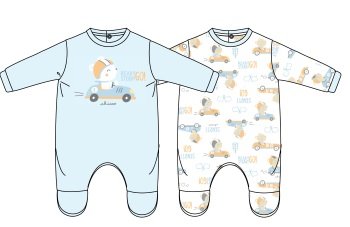BODYSUIT LONG SLEEVE 2 PACK - DARK LIGHT BLUE