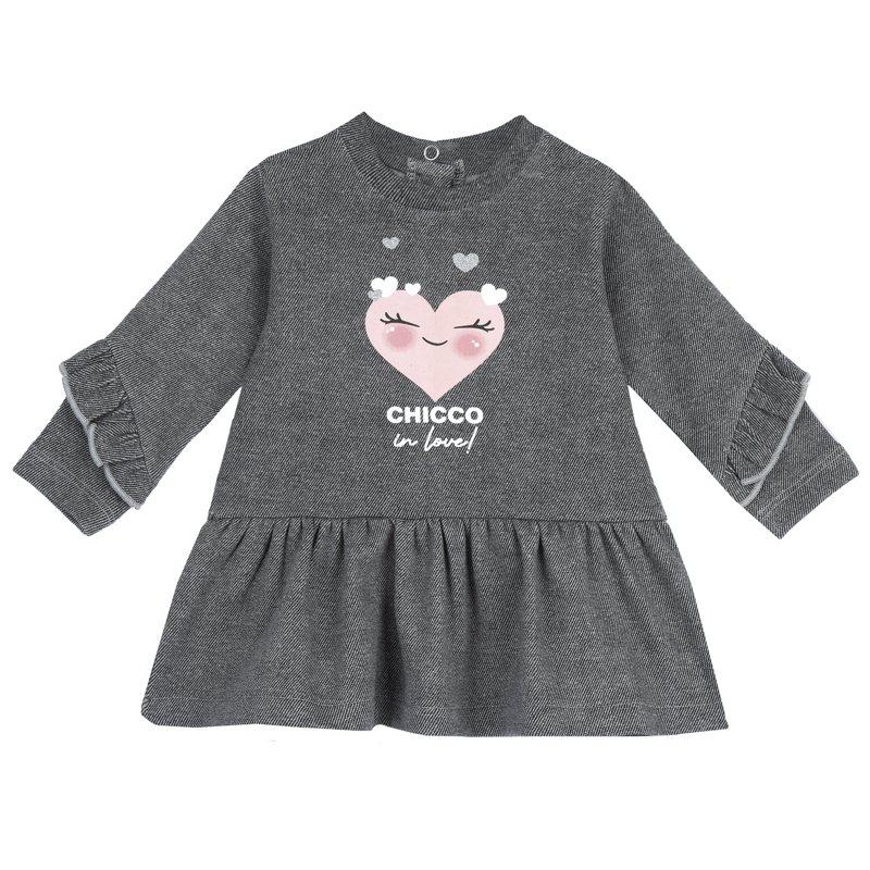 DRESS LONG SLEEVE - GREY PRINTED