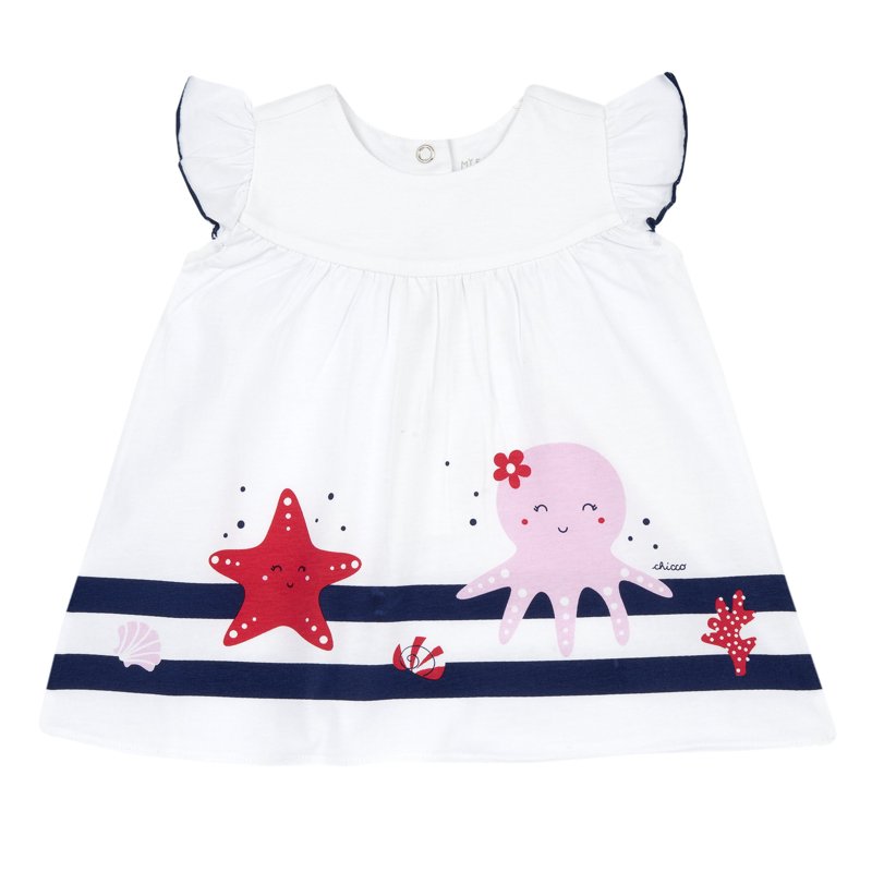 DRESS SLEEVELESS - WHITE/BLUE