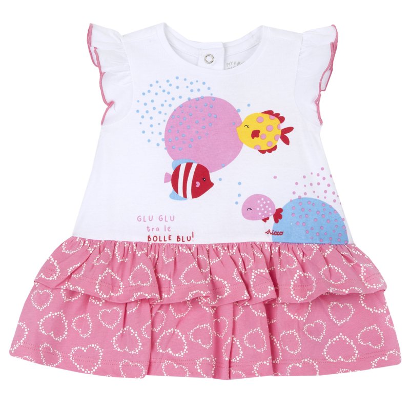 DRESS SLEEVELESS - WHITE/PINK