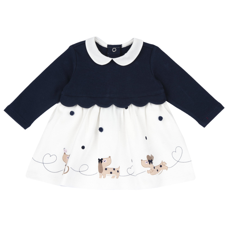 DRESS LONG SLEEVE - WHITE/BLUE