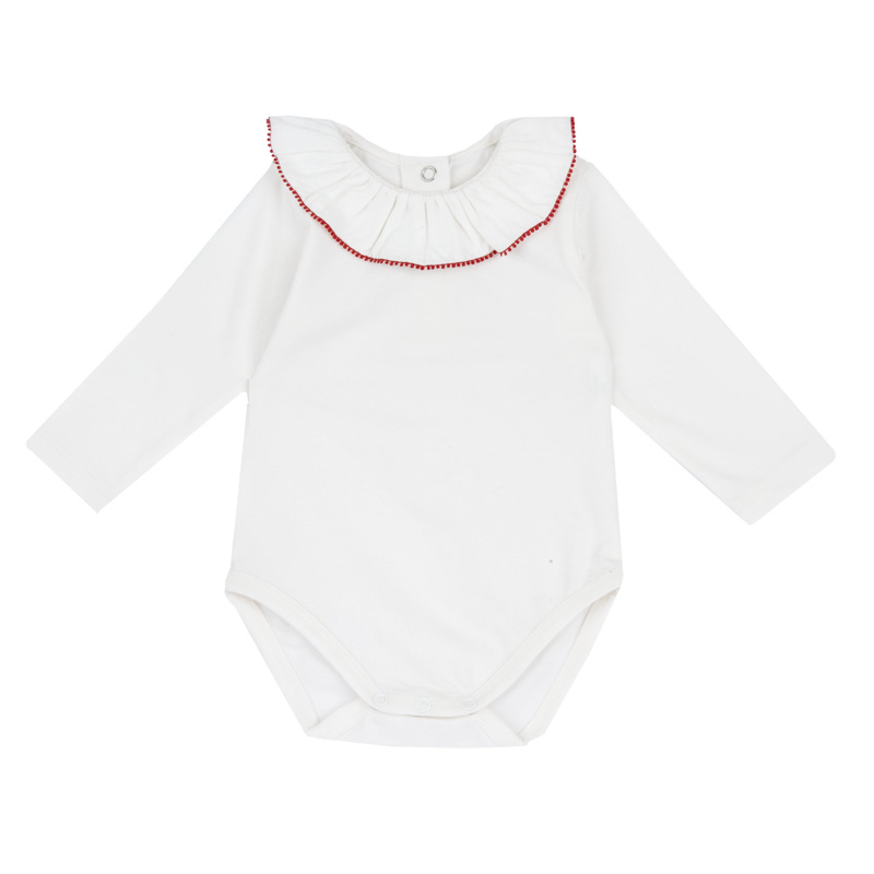 BODYSUIT SHORT SLEEVE 2 PACK - WHITE/RED