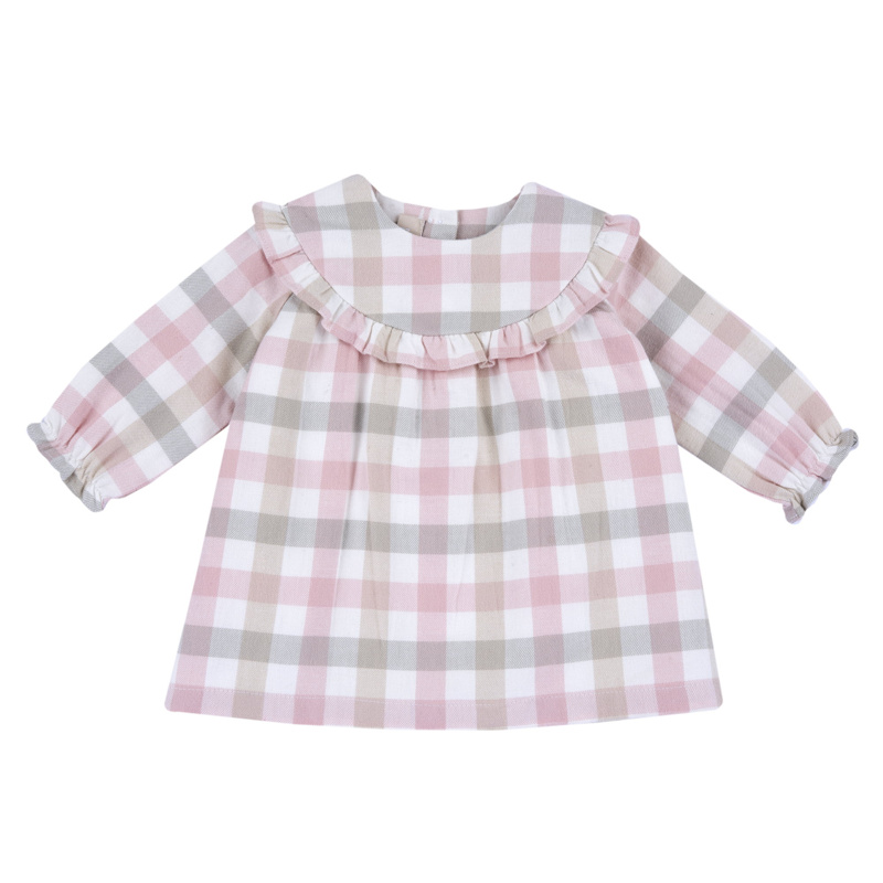 DRESS LONG SLEEVE - WHITE/PINK