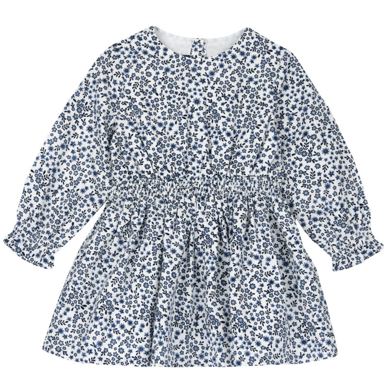 DRESS LONG SLEEVE - BLUE PRINTED