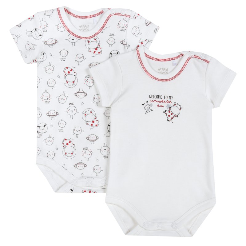 BODYSUIT SHORT SLEEVE 2 PACK - WHITE