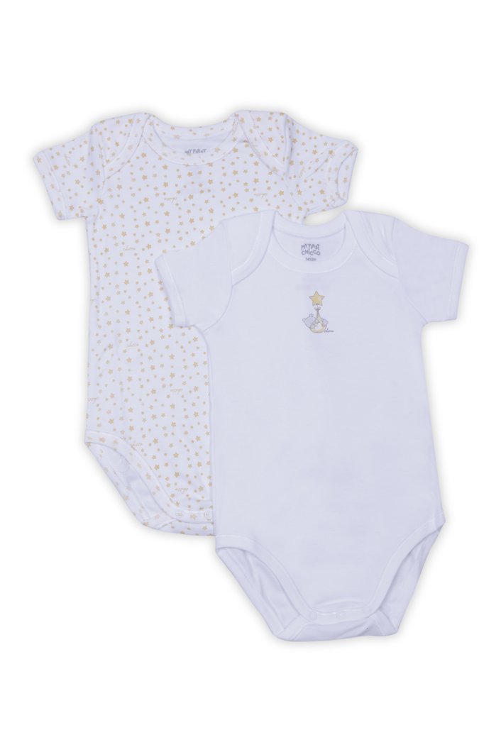 BODYSUIT SHORT SLEEVE 2 PACK - WHITE/YELLOW