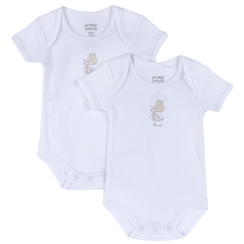 BODYSUIT SHORT SLEEVE 2 PACK - WHITE