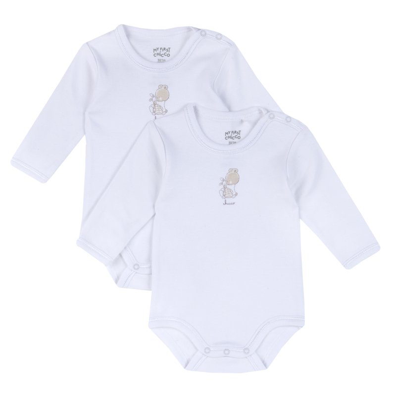 BODYSUIT LONG SLEEVE 2 PACK - WHITE