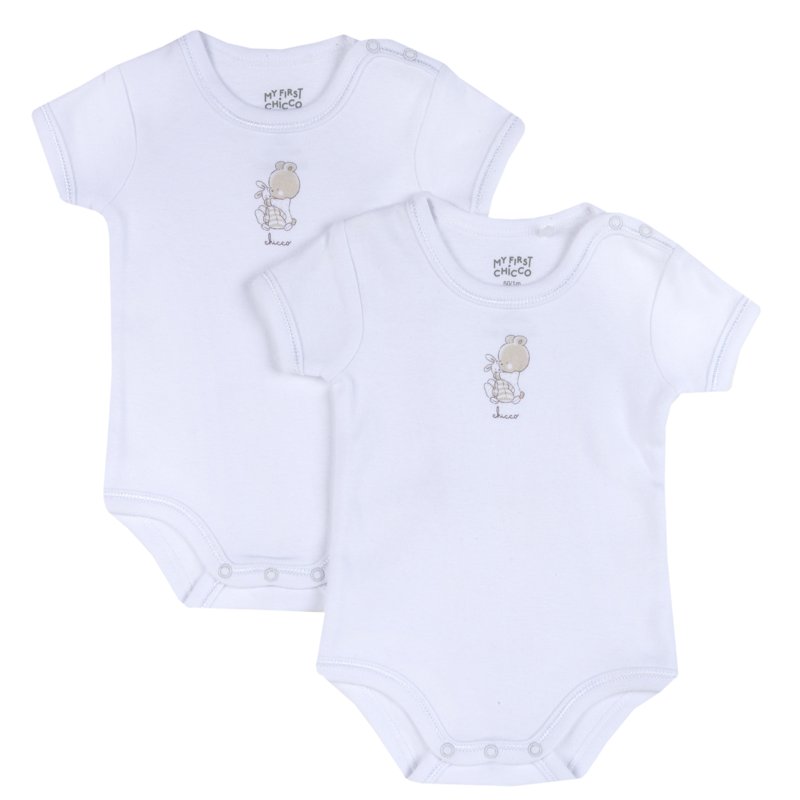 BODYSUIT SHORT SLEEVE 2 PACK - WHITE