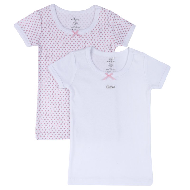 T-SHIRT SHORT SLEEVE 2 PACK - WHITE/PINK