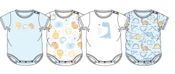 BODYSUIT SHORT SLEEVE 4 PACK - LIGHT BLUE