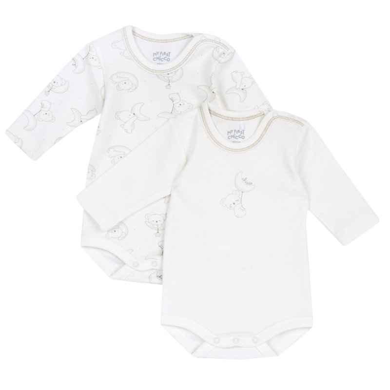 BODYSUIT LONG SLEEVE 2 PACK - NATURAL