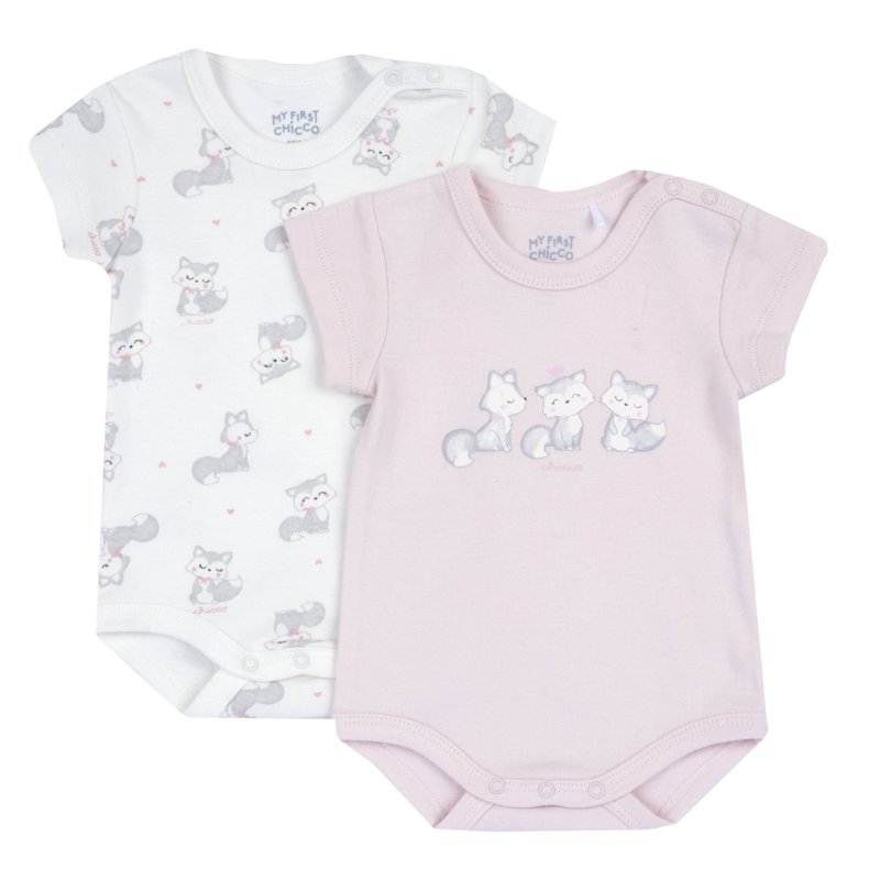 BODYSUIT SHORT SLEEVE 2 PACK - LIGHT PINK