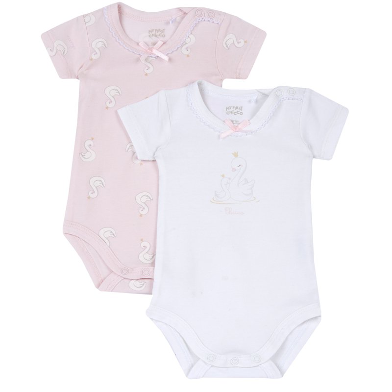 BODYSUIT SHORT SLEEVE 2 PACK - LIGHT PINK