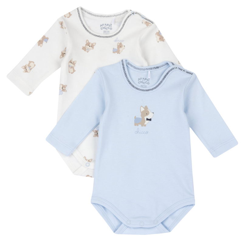 BODYSUIT LONG SLEEVE 2 PACK - LIGHT BLUE