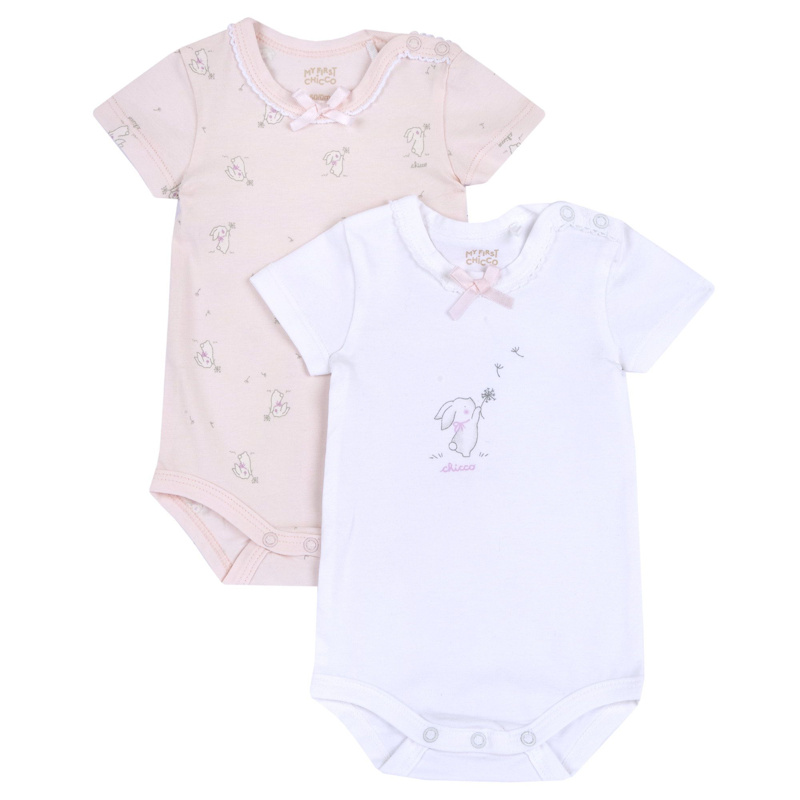 BODYSUIT SHORT SLEEVE 2 PACK - LIGHT PINK