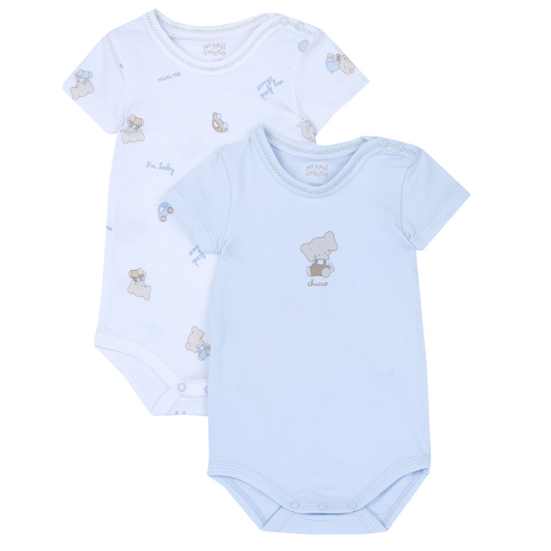 BODYSUIT SHORT SLEEVE 2 PACK - LIGHT BLUE