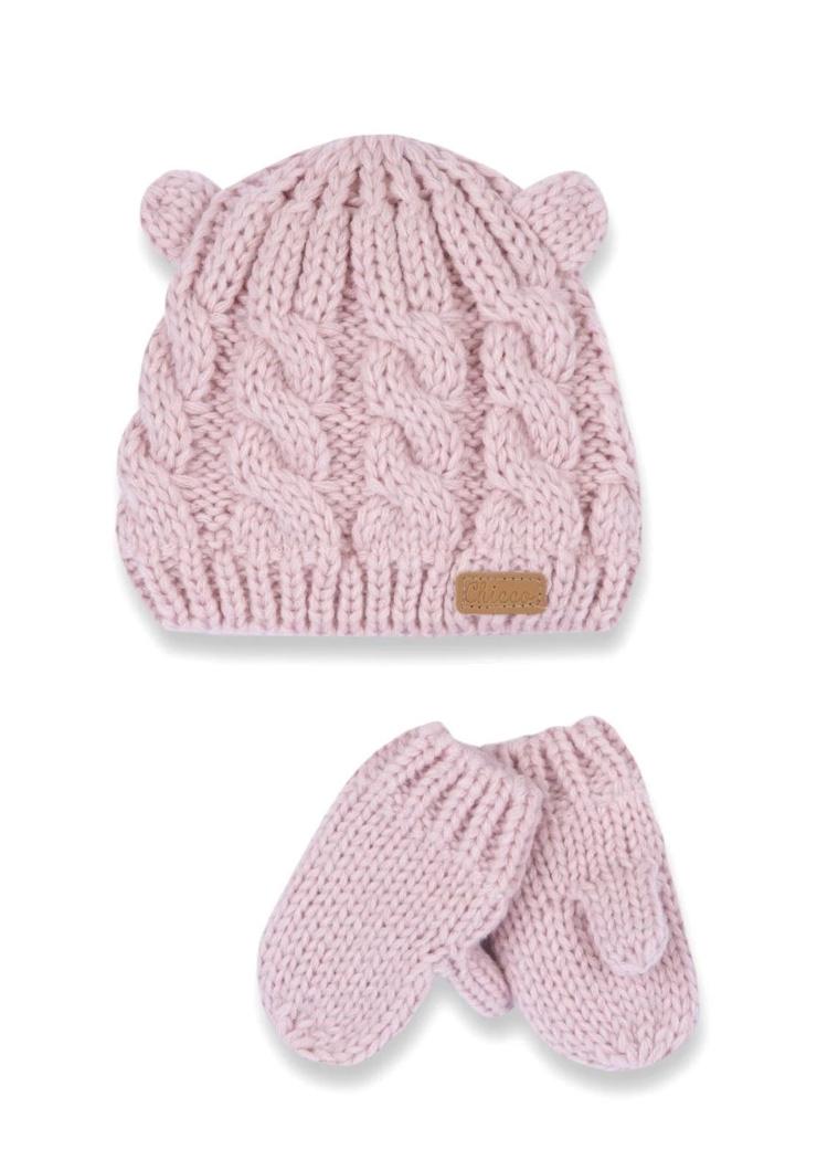 SET 3: DRESS LONG SLEEVE + LEGGINGS + HAT - LIGHT PINK