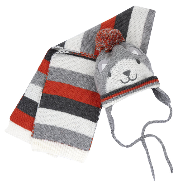 SET 3: DRESS LONG SLEEVE + LEGGINGS + HAT - MEDIUM GREY