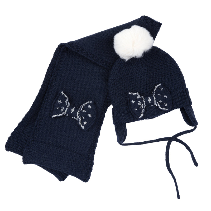 SET 3: DRESS LONG SLEEVE + LEGGINGS + HAT - DARK BLUE