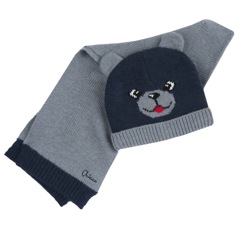 SET 3: DRESS LONG SLEEVE + LEGGINGS + HAT - DARK BLUE