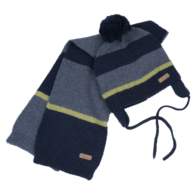 SET 3: DRESS LONG SLEEVE + LEGGINGS + HAT - DARK BLUE