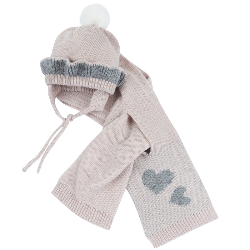SET 3: DRESS LONG SLEEVE + LEGGINGS + HAT - LIGHT PINK