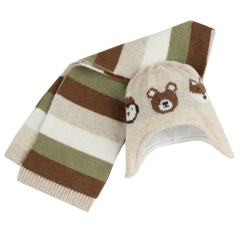 SET 3: DRESS LONG SLEEVE + LEGGINGS + HAT - MEDIUM NATURAL