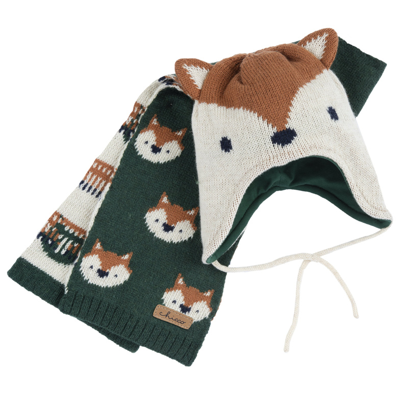 SET 3: DRESS LONG SLEEVE + LEGGINGS + HAT - DARK GREEN
