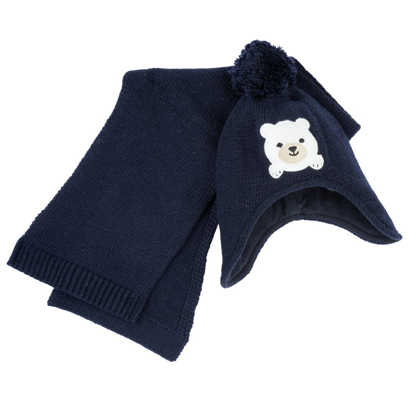 SET 3: DRESS LONG SLEEVE + LEGGINGS + HAT - DARK BLUE