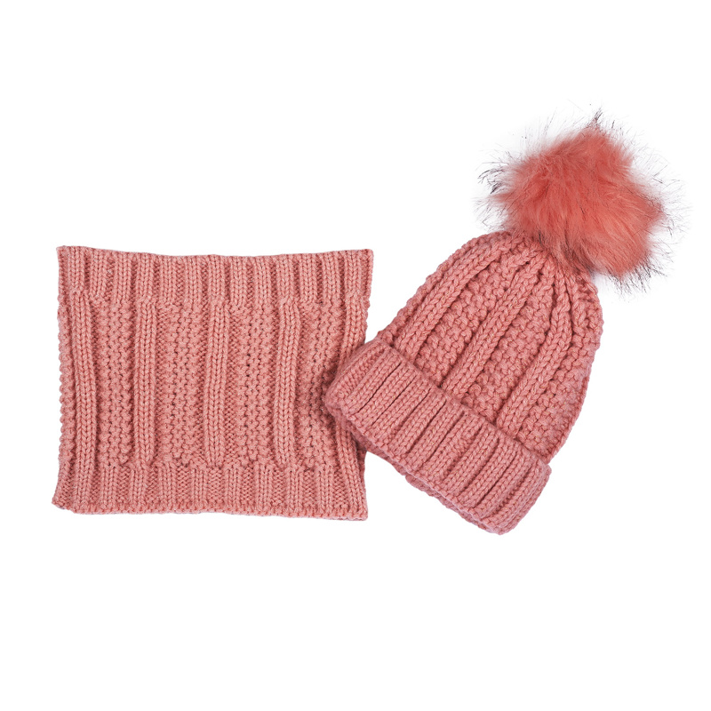 SET 3: DRESS LONG SLEEVE + LEGGINGS + HAT - MEDIUM PINK