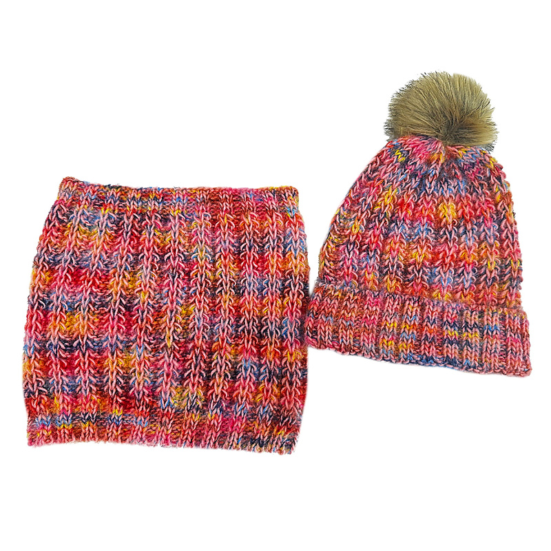SET 3: DRESS LONG SLEEVE + LEGGINGS + HAT - DARK PINK