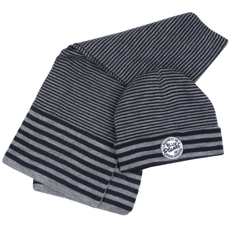 SET 3: DRESS LONG SLEEVE + LEGGINGS + HAT - DARK BLUE