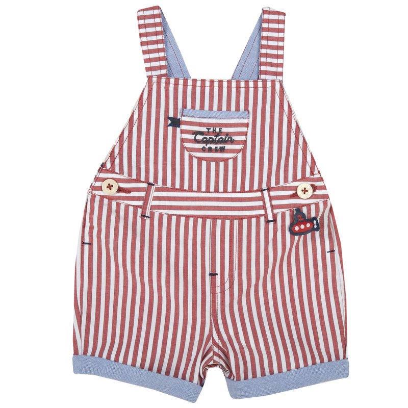 SHORT DUNGAREES - WHITE/RED